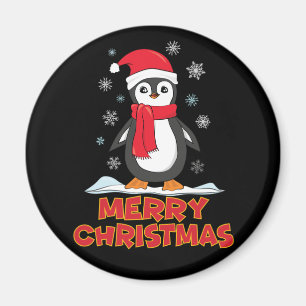 Imán Merry Christmas Cute Penguin