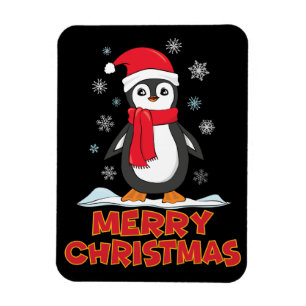 Imán Merry Christmas Cute Penguin