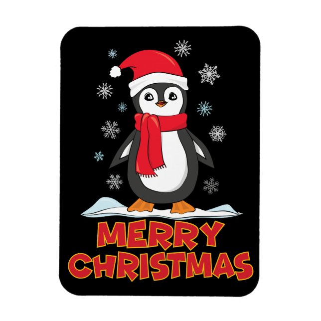 Imán Merry Christmas Cute Penguin (Vertical)