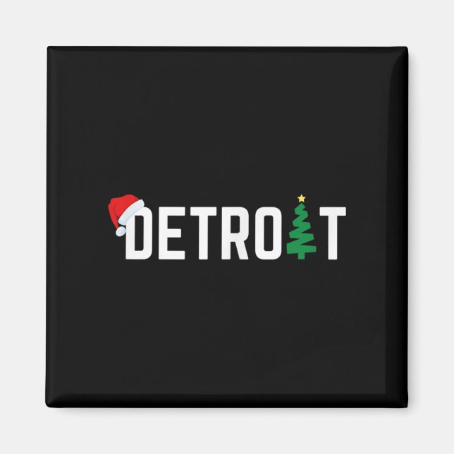 Imán Merry Christmas Detroit Happy Holidays Michigan Sa (Frente)