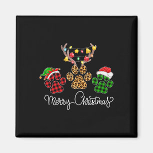 Imán Merry Christmas Dog Paws Luce Búfalo Tapado Y