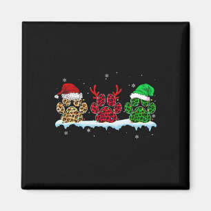 Imán Merry Christmas Dog Paws Santa Hat Lights Leopardo