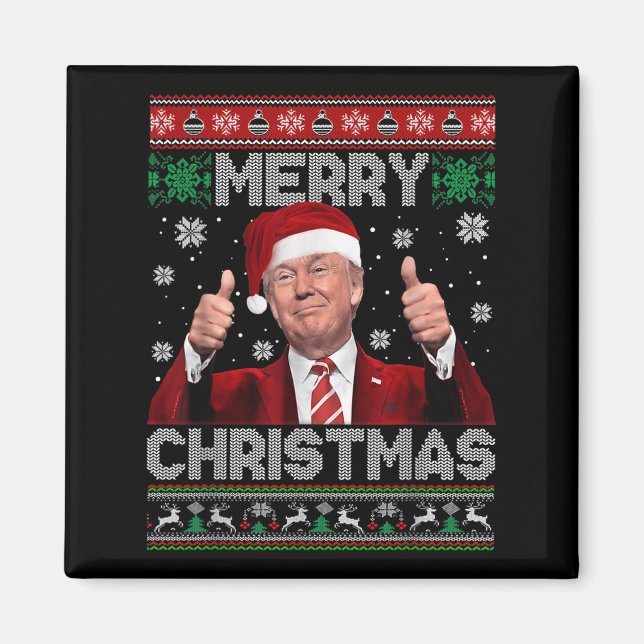 Imán Merry Christmas Donald Trump Santa Family Xmas Ugl (Frente)
