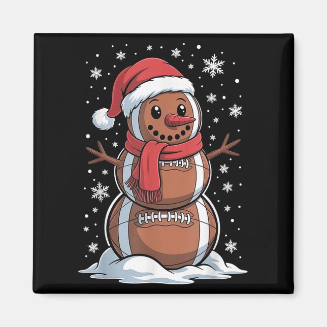 Imán Merry Christmas Football Snowman Holiday Srts Xmas (Frente)