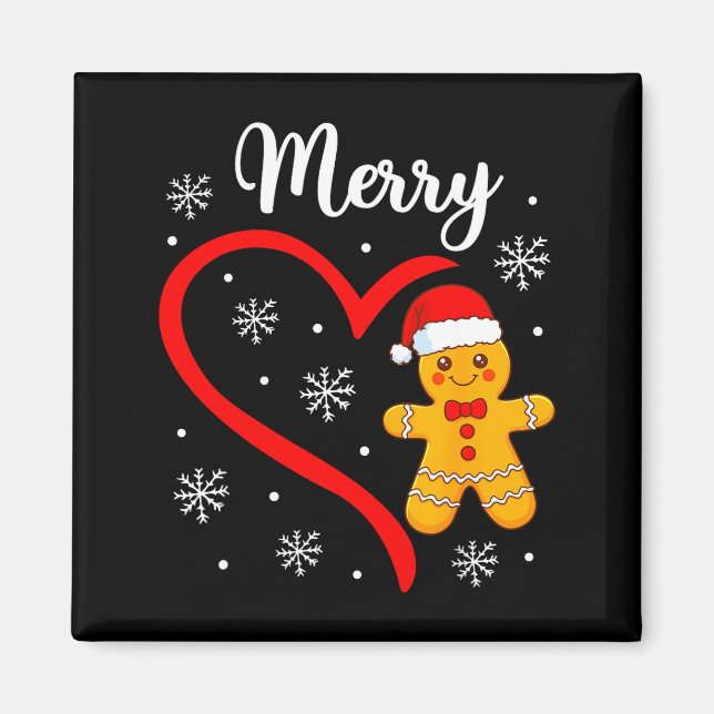 Imán Merry Christmas Gingerbread Family Couples Xmas Pa (Frente)