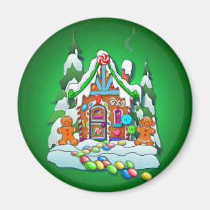 Imán MERRY CHRISTMAS GINGERBREAD HOUSE por SHARON SHARP
