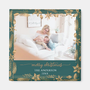 Imán Merry Christmas Gold Arch Elegant Photo Magnet