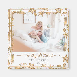 Imán Merry Christmas Gold Arch Elegant Photo Magnet