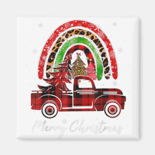 Imán Merry Christmas Leopardo Buffalo Truck Tree Red Pl