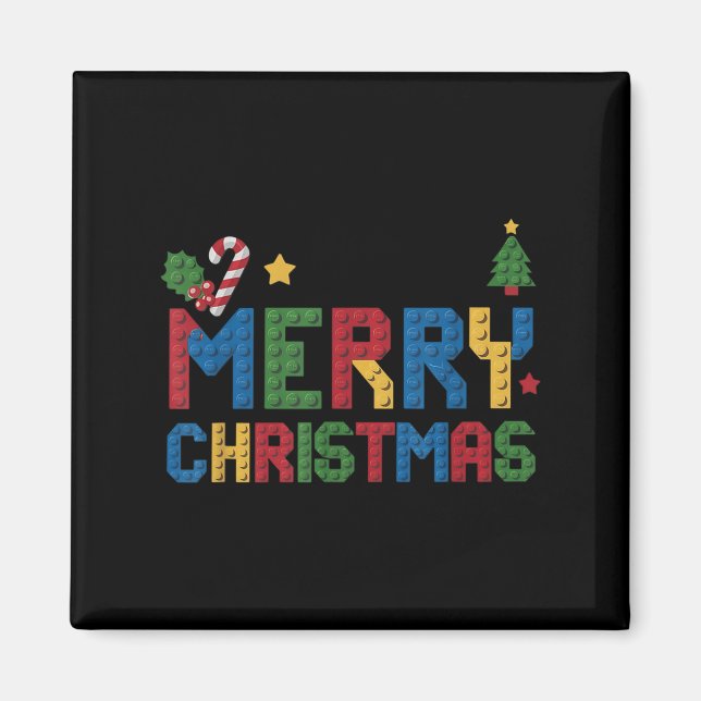 Imán Merry Christmas Master Builder Kids Building Block (Frente)