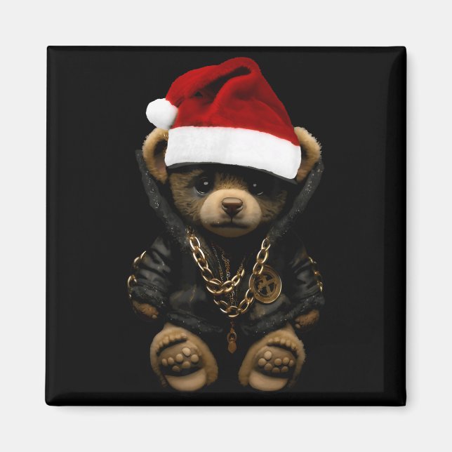 Imán Merry Christmas Merry 2025 Teddy Fashion Rap Teddy (Frente)
