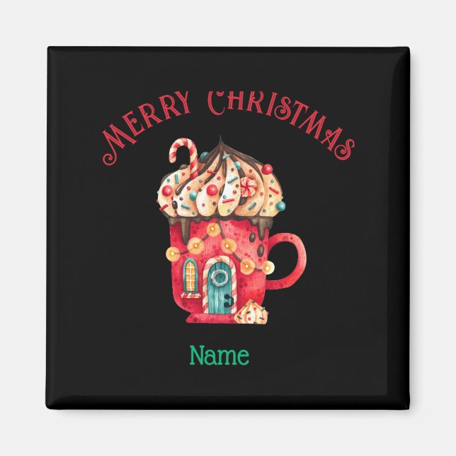 Imán Merry Christmas Name Sweets House Youth Xs Xl  (Frente)