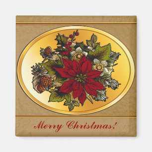 Imán Merry Christmas Poinsettia Magnet
