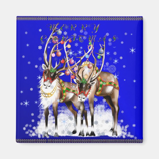 Imán Merry Christmas Reindeer Magnet (Frente)