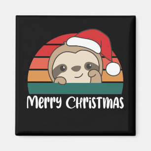 Imán Merry Christmas Retro Sloth Navidades Magnet