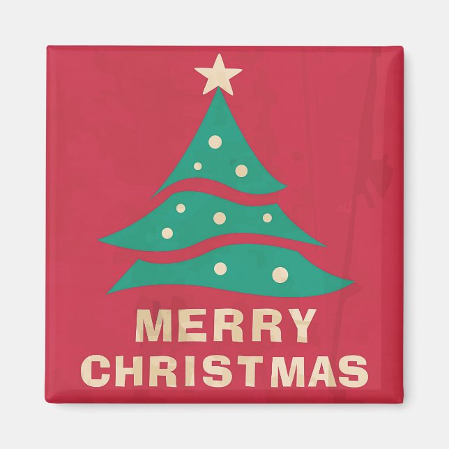 Imán Merry Christmas Retro Tree Magnet (Frente)