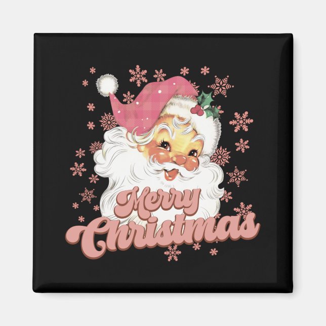 Imán Merry Christmas Retro Tygraphy Santa Nk Hat T Shir (Frente)