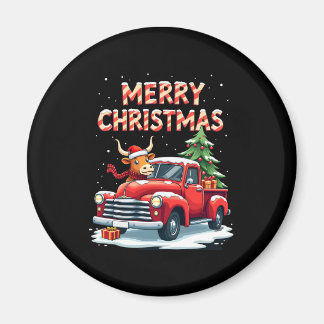 Imán Merry Christmas Scottish Highland Cow Xmas Farm An