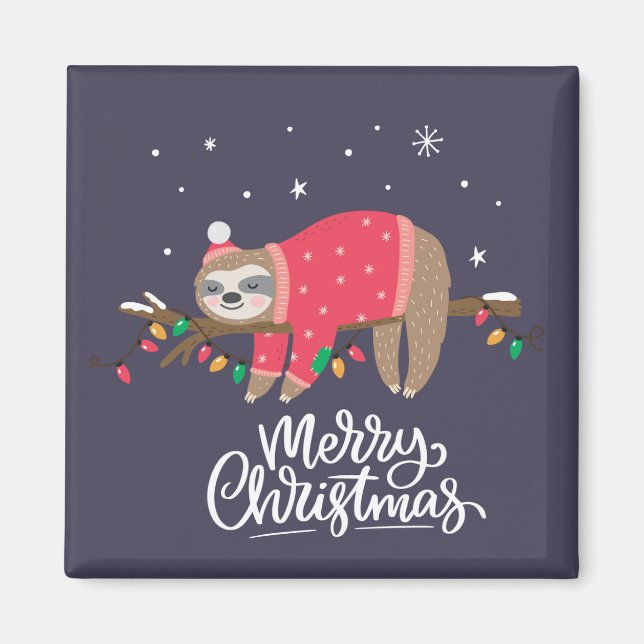Imán Merry Christmas Sloth (Frente)