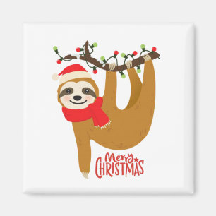 Imán Merry Christmas Sloth