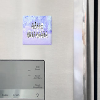 Imán Merry Christmas Snow People Font, Blue Tint Snow