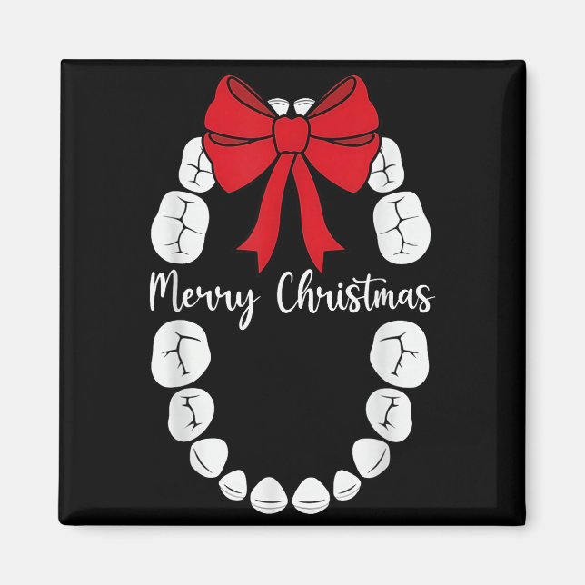 Imán Merry Christmas Teeth Wreath Dental Christmas Shir (Frente)