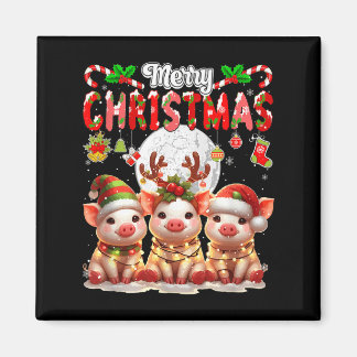 Imán Merry Christmas Three Santa Reindeer Elf Gs Colorf