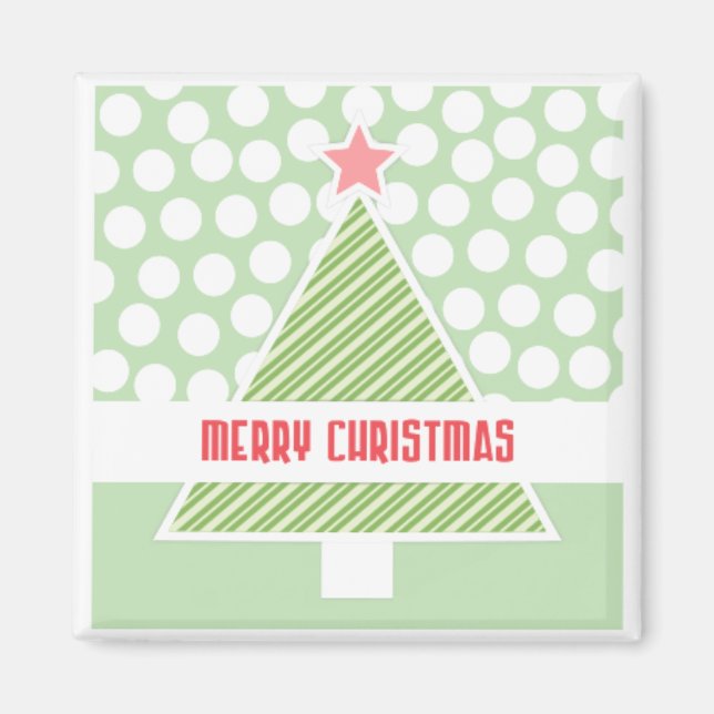 Imán Merry Christmas Tree Modern Holiday Gift Magnets (Frente)