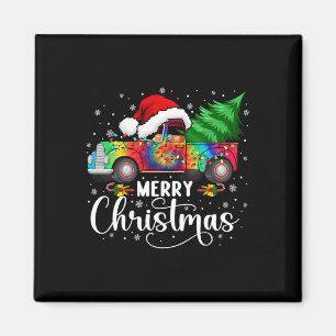 Imán Merry Christmas Truck Tree Santa Hat ilumina Match