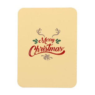 Imán Merry Christmas Vintage Design Rojo y Verde