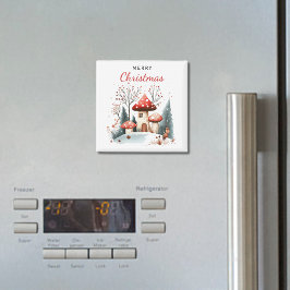 Imán Merry Christmas Watercolor Winter Woodland