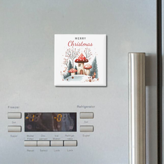 Imán Merry Christmas Watercolor Winter Woodland (Subido por el creador)