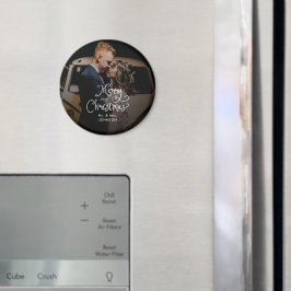 Imán Merry Christmas Whimsical Script Custom Photo