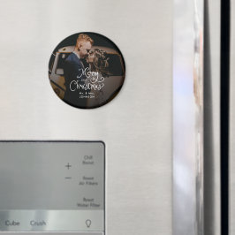 Imán Merry Christmas Whimsical Script  Foto personaliza