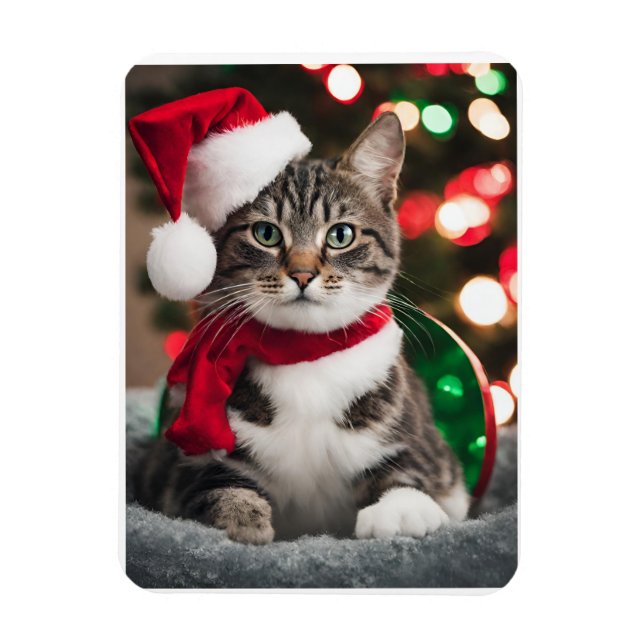 Imán Merry Christmas with a cute kitten (Vertical)