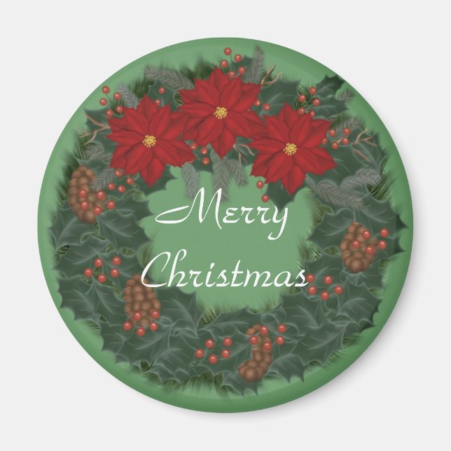 Imán Merry Christmas Wreath Magnet (Frente)