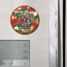Imán Merry Christmas Wreath Photo Personalized Family N