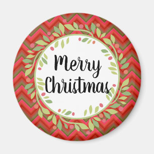 Imán Merry Christmas Wreath Retro Red
