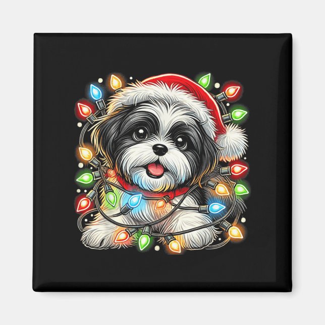 Imán Merry Christmas Xmas Shih Tzu Santa Dog Men Women  (Frente)