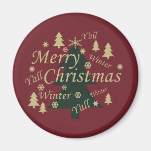 Imán Merry Christmas yall pine tree