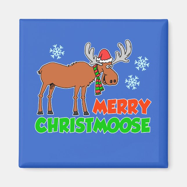 Imán Merry Christmoose Cute Personalizado Moose (Frente)