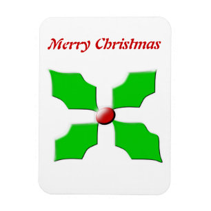 Imán Merry Christrmas Holly Personalizable Premium Magn