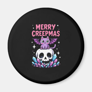 Imán Merry Creepmas Cat Pastel Goth Christmas Skull T-S