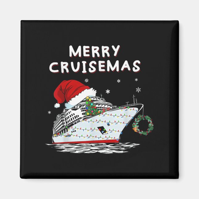 Imán Merry Cruisemas Cruise Ship Santa Hat Christmas Ho (Frente)