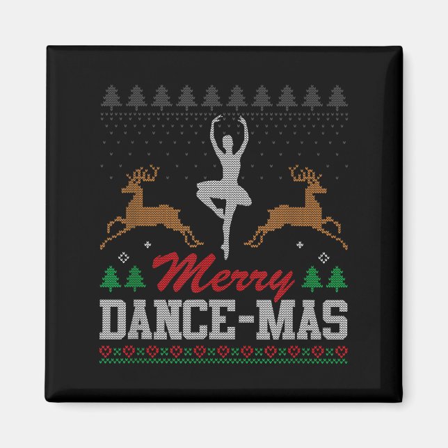 Imán Merry Dance-mas Ballet Dancer Ugly Christmas Balle (Frente)