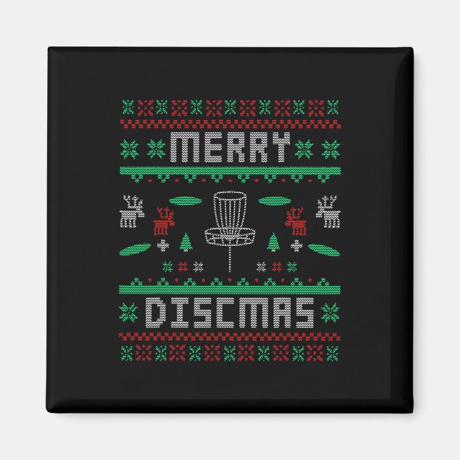 Imán Merry Discmas Disk Golf Navidades feos Merry Chris (Frente)