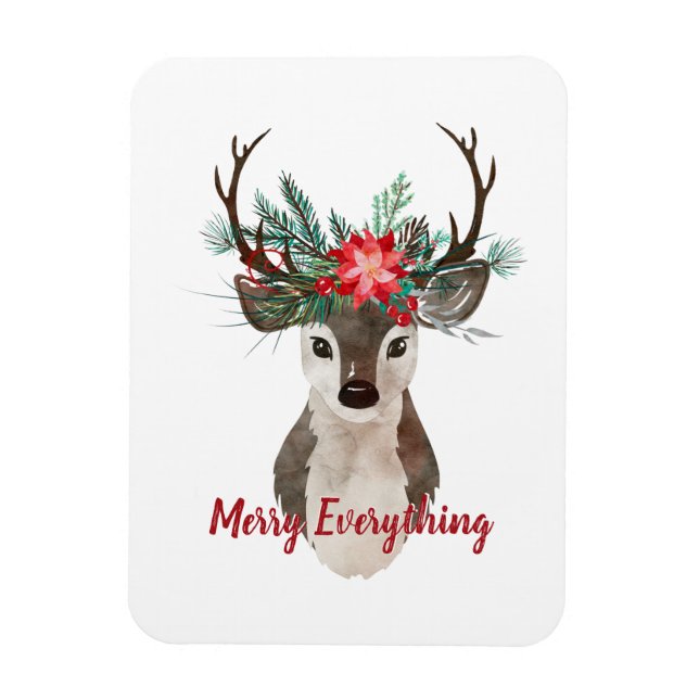 Imán Merry Everything Watercolor Deer Antler Bouquet (Vertical)