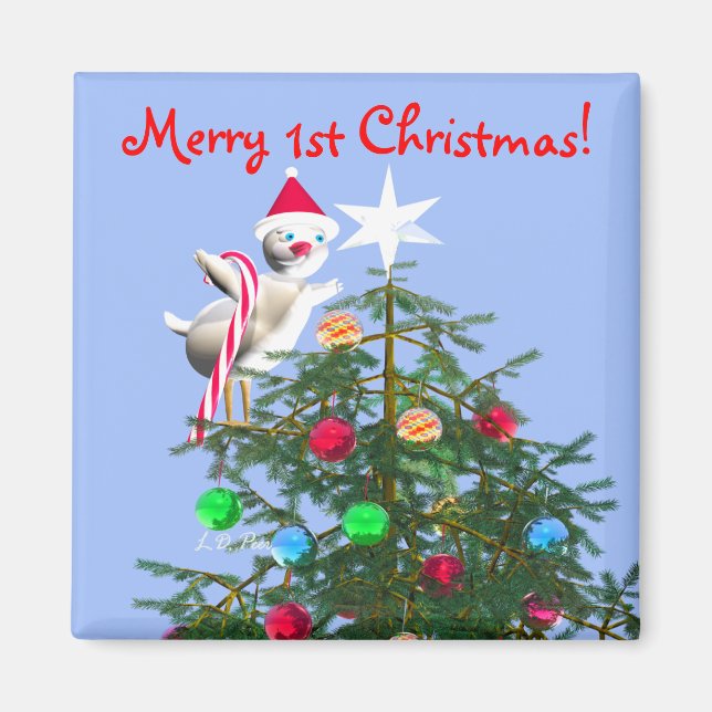 Imán Merry First Christmas Baby Bird (Frente)