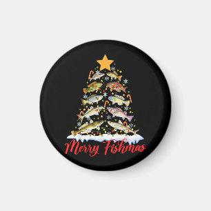 Imán Merry Fishmas Divertido Árbol de Navidad Ilumina F