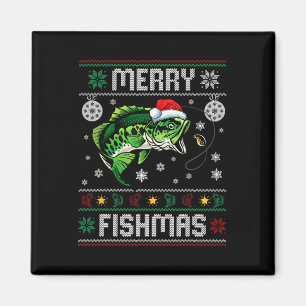 Imán Merry Fishmas Fun Fish Fish Fisher Ugly Chris